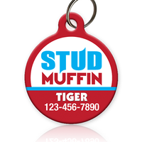stud muffin pet id tag for cat or dog